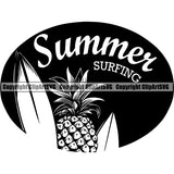 Sports Summer Surfing Surf Pineapple Logo ClipArt SVG