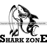 Sports Surfing Shark Zone Surf Logo ClipArt SVG