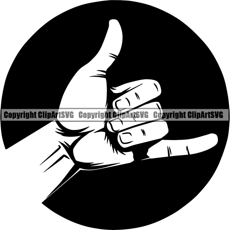 Sports Surfing Hawaii Surf Hand Sign Logo ClipArt SVG