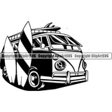 Sports Surfing Surf Logo Minivan ClipArt SVG
