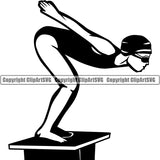 Sports Swimming Swimmer Woman Diving Logo ClipArt SVG