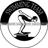 Sports Swimming Team Swimmer Woman Diving Logo ClipArt SVG