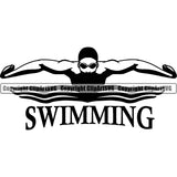 Sports Swimming Swimmer Butterfly Style Man ClipArt SVG