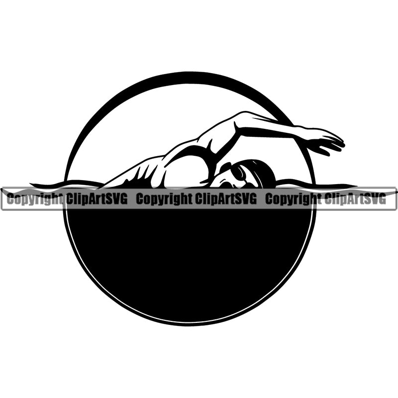 Sports Swimming Swimmer Free Style Man ClipArt SVG