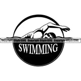 Sports Swimming Swimmer Free Style Man Logo ClipArt SVG
