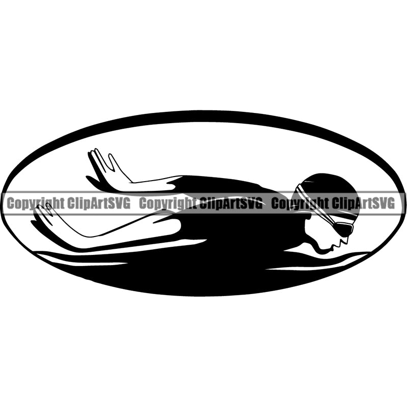 Sports Swimming Swimmer Hands Behind Man Logo ClipArt SVG