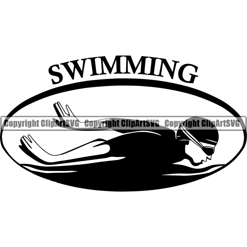 Sports Swimming Swimmer Hands Behind Man Logo ClipArt SVG