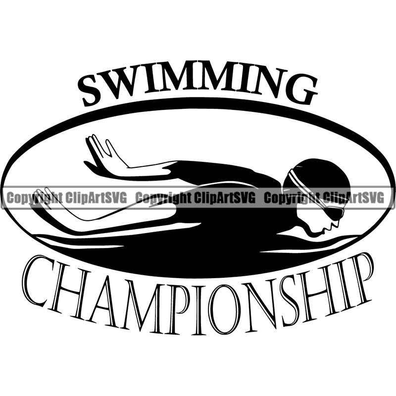 Sports Swimming Swimmer Hands Behind Man Logo ClipArt SVG