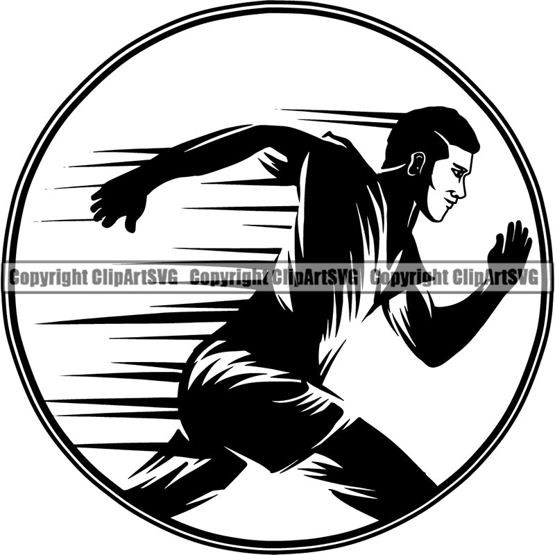 Sports Game Track And Field Running Man ClipArt SVG