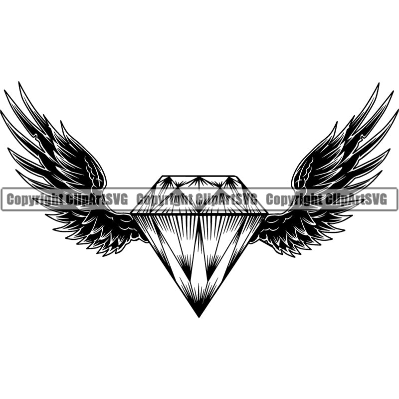 Design Tattoo Artist Diamond Wings ClipArt SVG