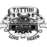 Design Tattoo Artist Gun Roses Love Death ClipArt SVG