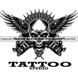 Design Tattoo Artist Parlor Studio Skull  Skeleton Angel Wings ClipArt SVG