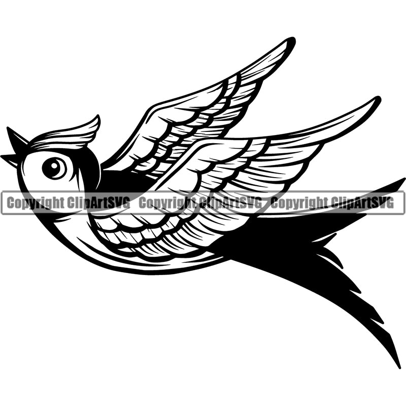Design Tattoo Artist Swallow Bird ClipArt SVG