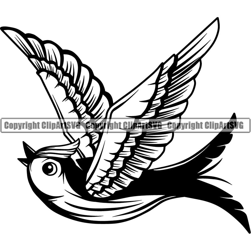 Design Tattoo Artist Swallow Bird ClipArt SVG