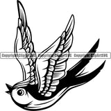 Design Tattoo Artist Swallow Bird ClipArt SVG