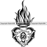 Design Tattoo Artist Heart Eye Fire Spines ClipArt SVG