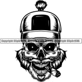 Truck Driver Skull Cigar Tobacco Smoking Hat Trucker Skeleton Logo ClipArt SVG