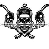 Truck Logo Driver Skull Hat Trucker Skeleton Holding Gas Pump ClipArt SVG