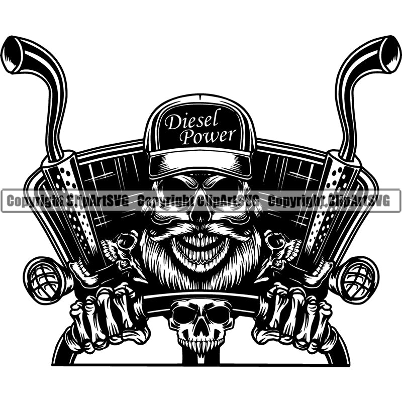 Truck Logo Trucker Skeleton Driver Steering Wheel Skull Hat ClipArt SVG