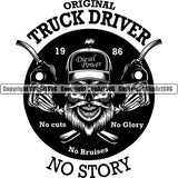 Truck Logo Driver Skull Trucker Skeleton Hat Logo Holding Gas Pump 1986 ClipArt SVG