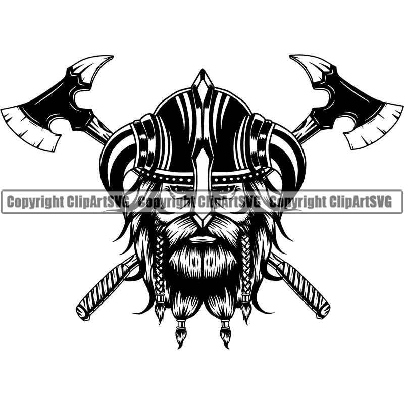 Viking Warrior Barbarian Strong Man Ax ClipArt SVG