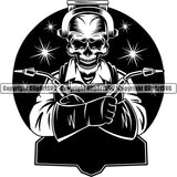 Metalwork Metal Forge Weld Welder Welding Skull Skeleton Logo Anvil ClipArt SVG