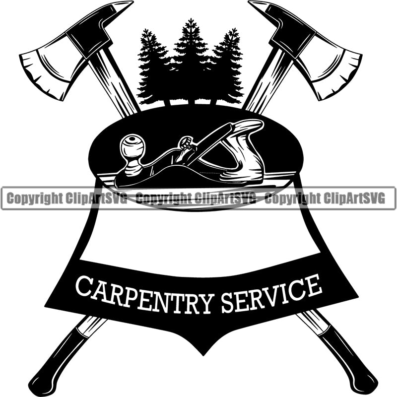 Woodworking  Logo Axe Plane Carpenter Lumberjack Axe ClipArt SVG