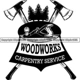 Woodworking  Logo Axe Plane Carpenter Lumberjack Axe ClipArt SVG